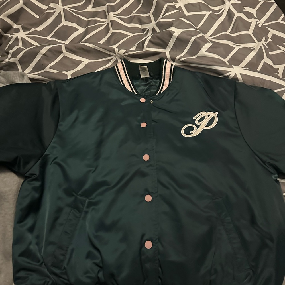 Victoria's Secret Pink Teal Satin Jacket